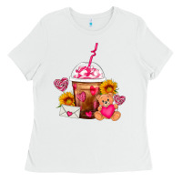 White Valentines Day Frappe Coffee Ladies Tee - FaDigitalArtStudio