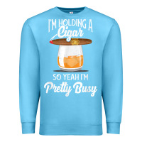 Ocean Blue cigar smoking tshirt smoking whiskey drinking dad tee gift Premium Sweatshirt - linhVisuals