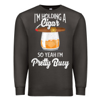 Smoke cigar smoking tshirt smoking whiskey drinking dad tee gift Premium Sweatshirt - linhVisuals