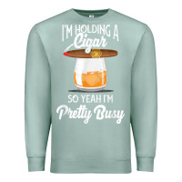 Seafoam cigar smoking tshirt smoking whiskey drinking dad tee gift Premium Sweatshirt - linhVisuals