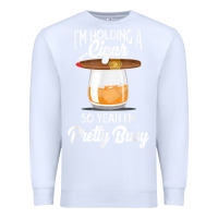 White cigar smoking tshirt smoking whiskey drinking dad tee gift Premium Sweatshirt - linhVisuals