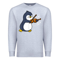 Heather Grey penguin playing violin animal Premium Sweatshirt - linhVisuals
