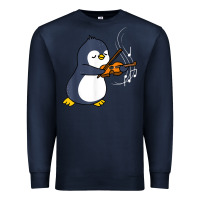 Navy penguin playing violin animal Premium Sweatshirt - linhVisuals