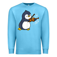 Ocean Blue penguin playing violin animal Premium Sweatshirt - linhVisuals