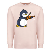 Pale Pink penguin playing violin animal Premium Sweatshirt - linhVisuals