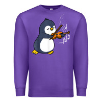 Purple penguin playing violin animal Premium Sweatshirt - linhVisuals