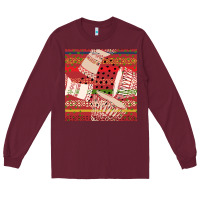 Burgundy african drum colorful seamless pattern Long Sleeve Tee - BundleAndBundleShop