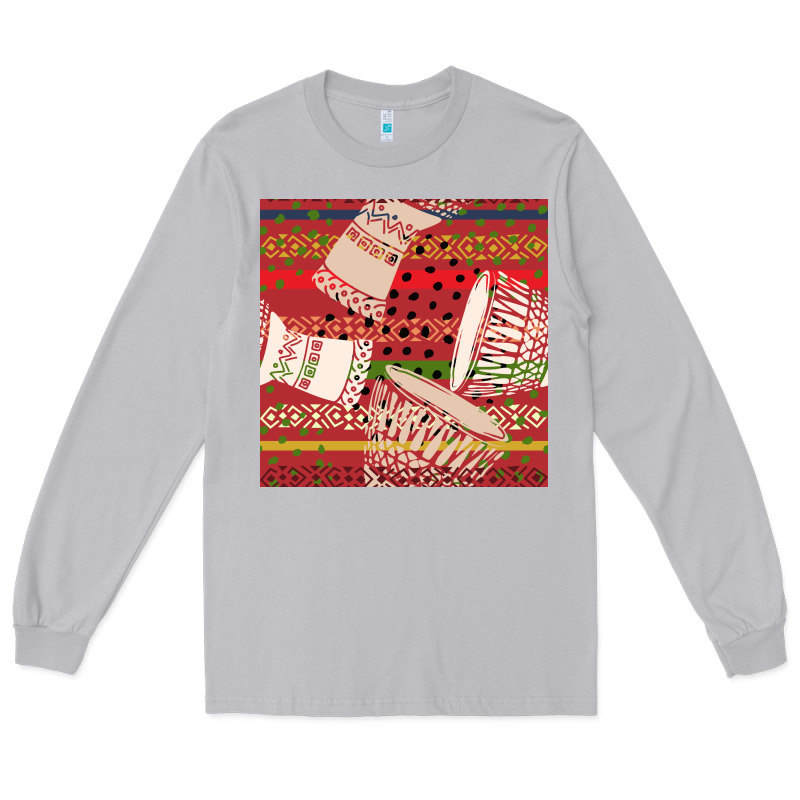 African Drum Colorful Seamless Pattern Long Sleeve Tee by BundleAndBundleShop | Teevron