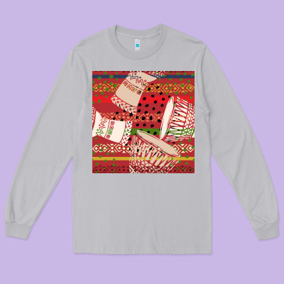 African Drum Colorful Seamless Pattern Long Sleeve Tee Designed By Bundleandbundleshop
