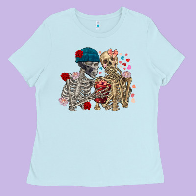 Skeleton Couple Valentine's Day Ladies Tee Designed By Fadigitalartstudio