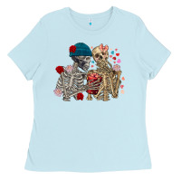 Baby Blue Skeleton couple Valentine's Day Ladies Tee - FaDigitalArtStudio