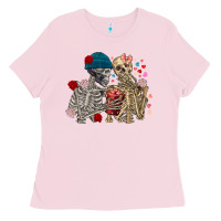 Bubblegum Pink Skeleton couple Valentine's Day Ladies Tee - FaDigitalArtStudio