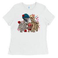 White Skeleton couple Valentine's Day Ladies Tee - FaDigitalArtStudio