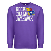 Purple rock chalk jayhawk ku tshirt Premium Sweatshirt - linhVisuals
