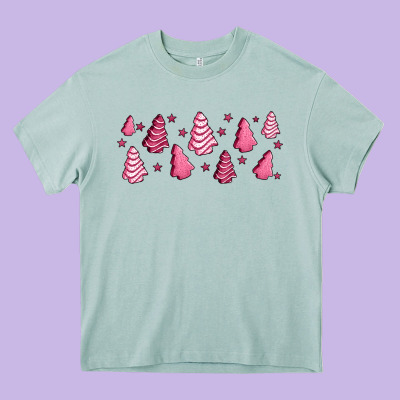 Pink Christmas Cakes Heavy Core Tee Designed By Jasminsmagicworld