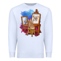 White french bulldog painting bulldog artist art animals graphic long sleeve Premium Sweatshirt - linhVisuals
