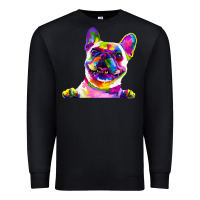 Black frenchie french bulldog pop art portrait bouledogue t shirt Premium Sweatshirt - linhVisuals