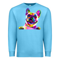 Ocean Blue frenchie french bulldog pop art portrait bouledogue t shirt Premium Sweatshirt - linhVisuals