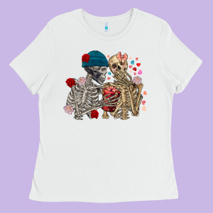 Skeleton Couple Valentine's Day Ladies Tee Designed By Fadigitalartstudio