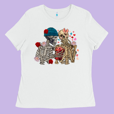 Skeleton Couple Valentine's Day Ladies Tee Designed By Fadigitalartstudio