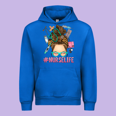 Messy Bun Nurse Life Urban Hoodie Designed By Ranaportraitstore