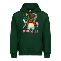 Forest Green messy bun nurse life Urban Hoodie - RanaPortraitStore