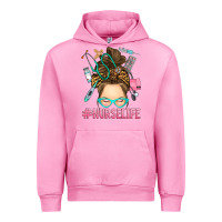Fuchsia Pink messy bun nurse life Urban Hoodie - RanaPortraitStore