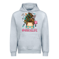 Heather Grey messy bun nurse life Urban Hoodie - RanaPortraitStore