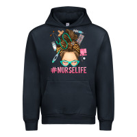 Navy messy bun nurse life Urban Hoodie - RanaPortraitStore