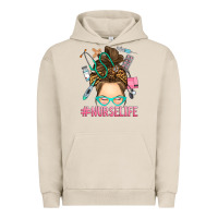 Pigment French Oak messy bun nurse life Urban Hoodie - RanaPortraitStore