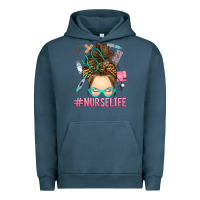 Pigment Midnight Navy messy bun nurse life Urban Hoodie - RanaPortraitStore