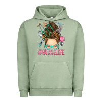 Pigment Oil Green messy bun nurse life Urban Hoodie - RanaPortraitStore
