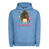 Pigment Pebble Blue messy bun nurse life Urban Hoodie - RanaPortraitStore