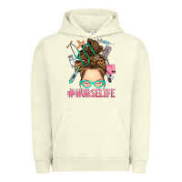 Pigment Pistachio messy bun nurse life Urban Hoodie - RanaPortraitStore