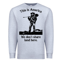 Heather Grey this is america we don't share land here Premium Sweatshirt - linhVisuals