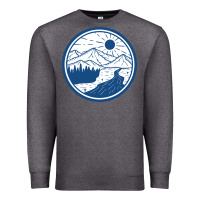Charcoal Heather River Mountain Badge Premium Sweatshirt - linhVisuals