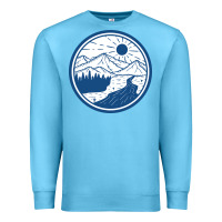 Ocean Blue River Mountain Badge Premium Sweatshirt - linhVisuals