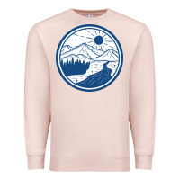 Pale Pink River Mountain Badge Premium Sweatshirt - linhVisuals