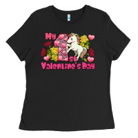 Black My first Valentine's Day Unicorn Ladies Tee - FaDigitalArtStudio