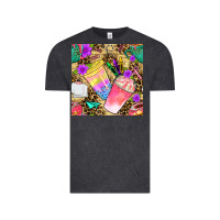 Vintage Black school girl coffee cup with leopard seamless pattern bbs Vintage Tee - BundleAndBundleShop