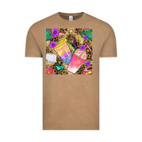 Vintage Coffee school girl coffee cup with leopard seamless pattern bbs Vintage Tee - BundleAndBundleShop