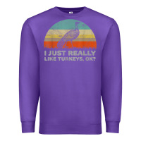 Purple funny i just really like turkeys thanksgiving Premium Sweatshirt - linhVisuals