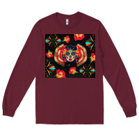 Burgundy sugar skull tumbler Long Sleeve Tee - BundleAndBundleShop