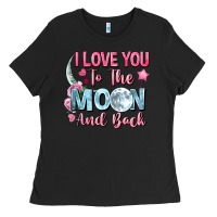 Black I love you to the moon and back Valentine's Day Ladies Tee - FaDigitalArtStudio