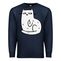 Navy cat giving the finger Premium Sweatshirt - linhVisuals