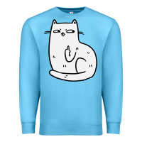 Ocean Blue cat giving the finger Premium Sweatshirt - linhVisuals