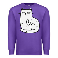Purple cat giving the finger Premium Sweatshirt - linhVisuals