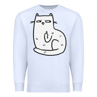 White cat giving the finger Premium Sweatshirt - linhVisuals