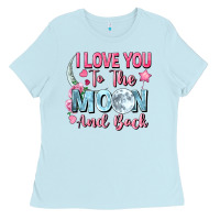 Baby Blue I love you to the moon and back Valentine's Day Ladies Tee - FaDigitalArtStudio