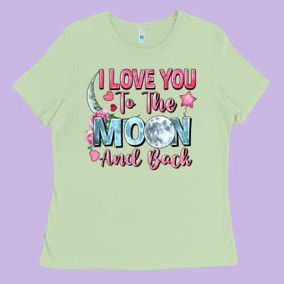 I Love You To The Moon And Back Valentine's Day Ladies Tee Designed By Fadigitalartstudio